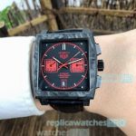 Clone Tag Heuer Monaco Red Dial Black carbon fiber Bezel Watch